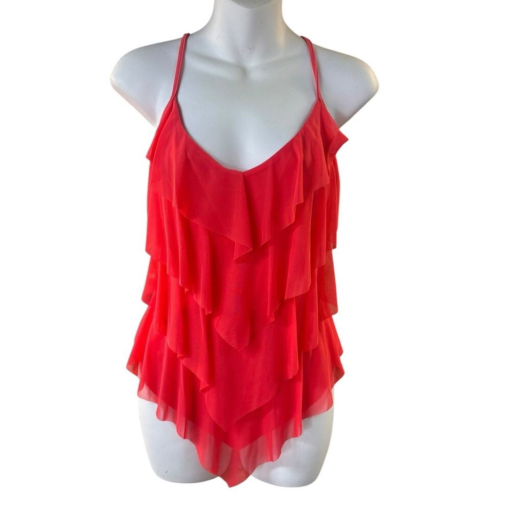 Alexia Pink Ruffle Tank Top Pointed Handkerchief Hem Y2K Fairycore Boho L